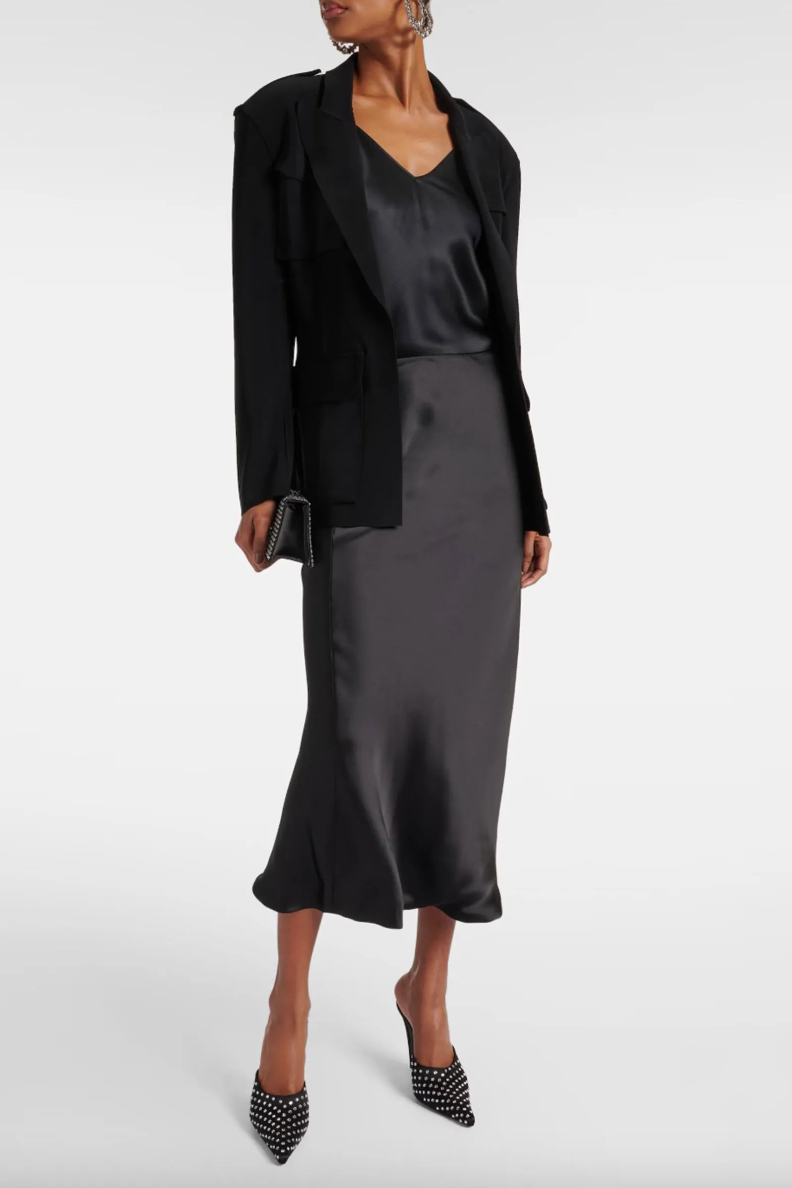 High-rise Satin Maxi Skirt