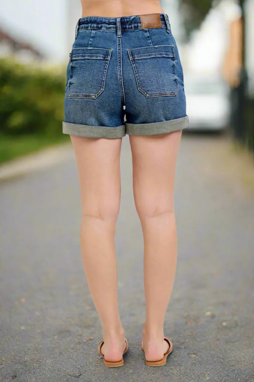 Judy Blue High Rise Cuffed Jogger Denim Shorts
