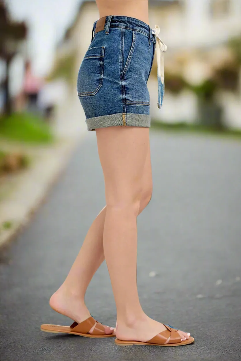 Judy Blue High Rise Cuffed Jogger Denim Shorts
