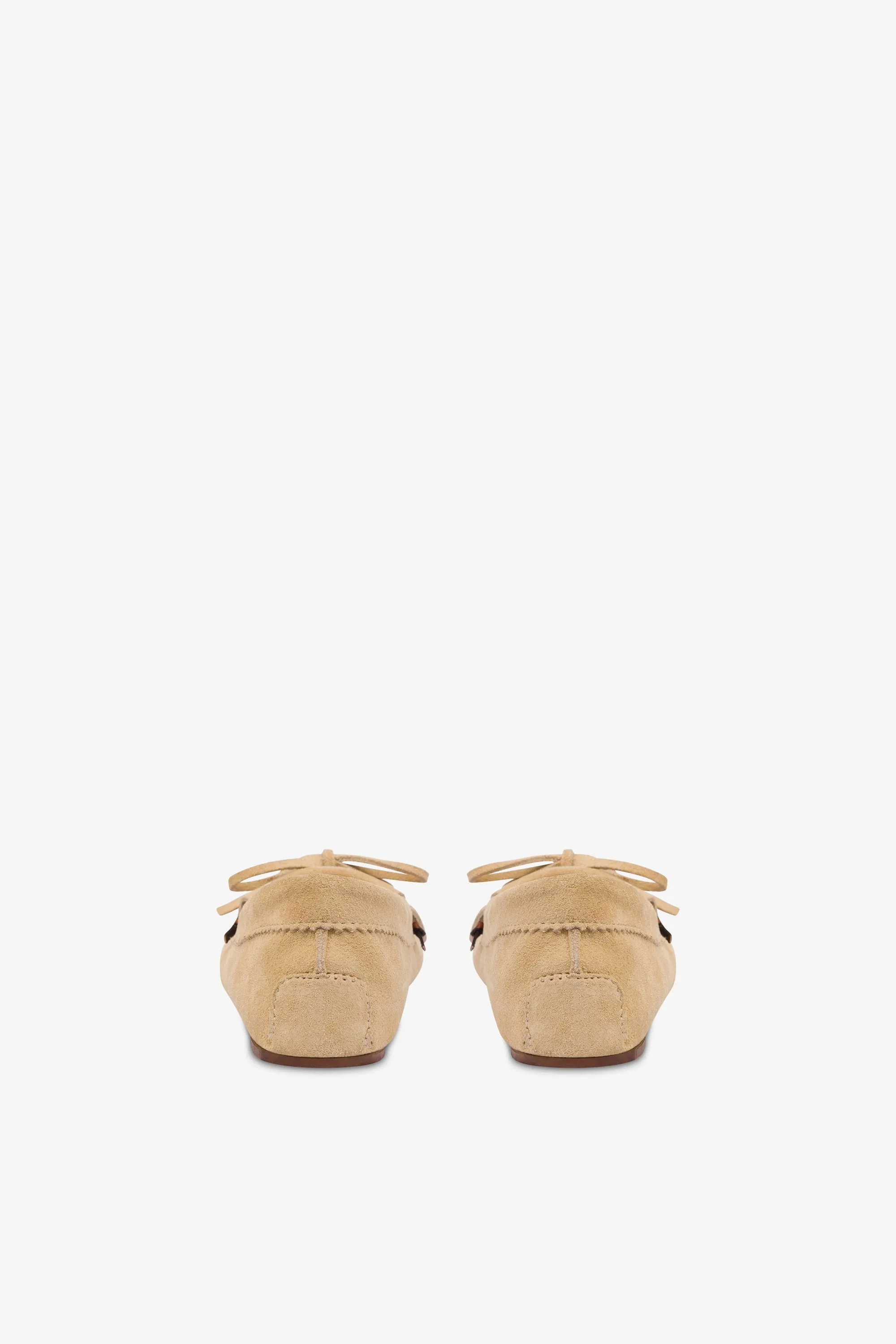 Loafers in ecru suede leather