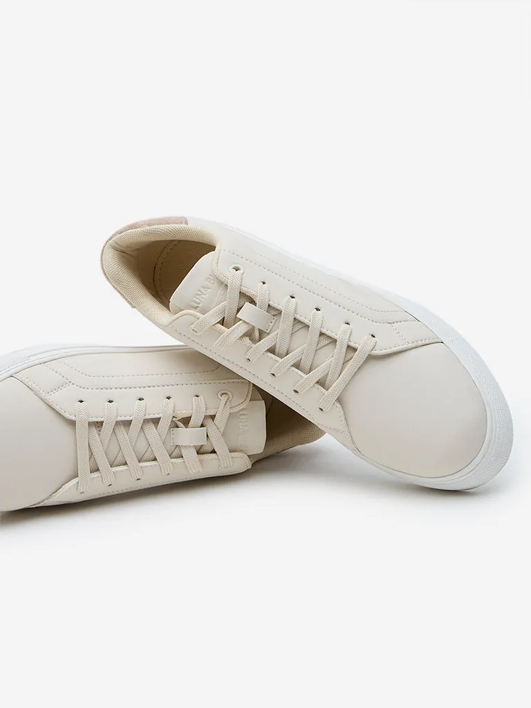 LUNA BLU Ivory Perforated Lace-Up Sneakers