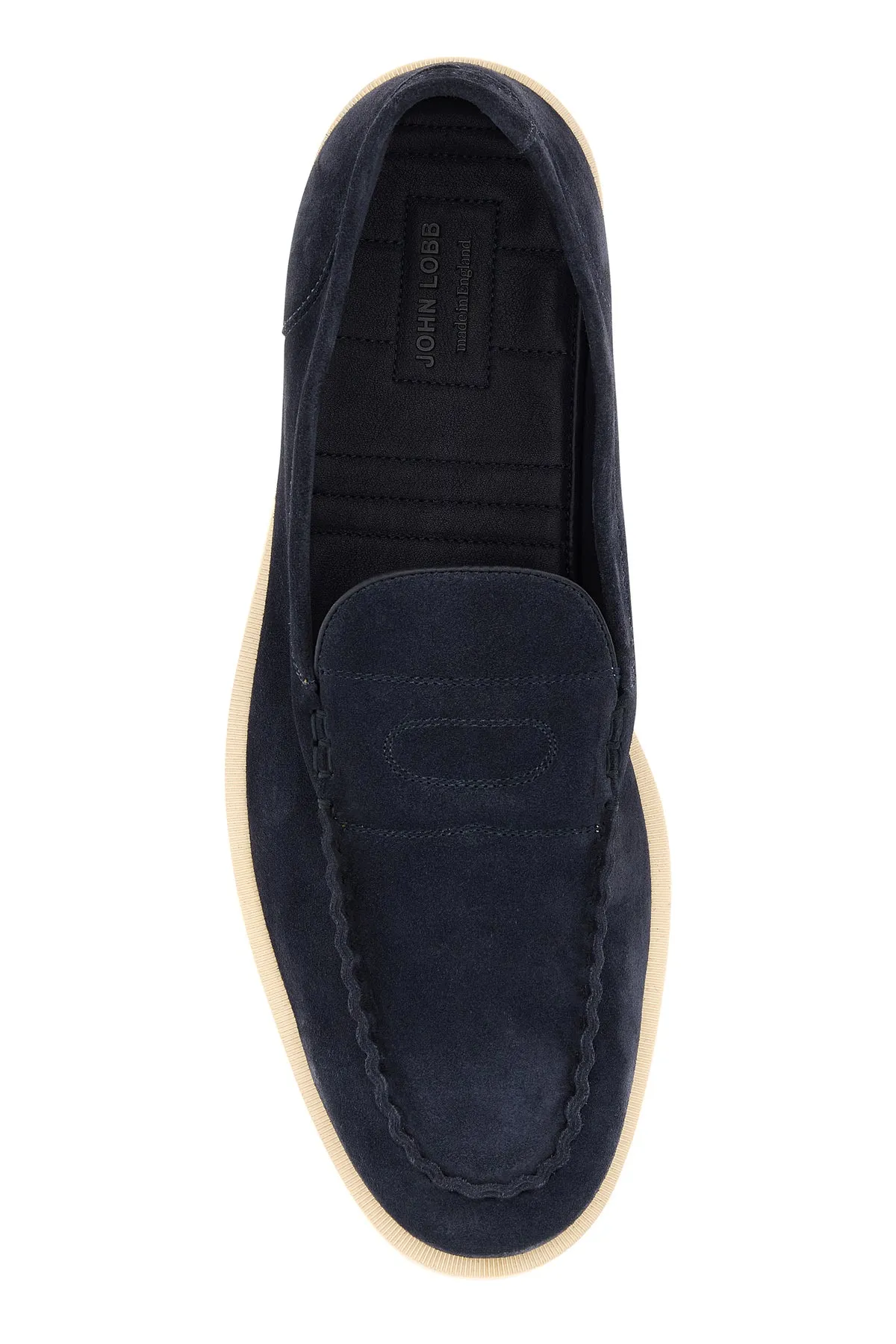 Navy blue suede Pace loafers