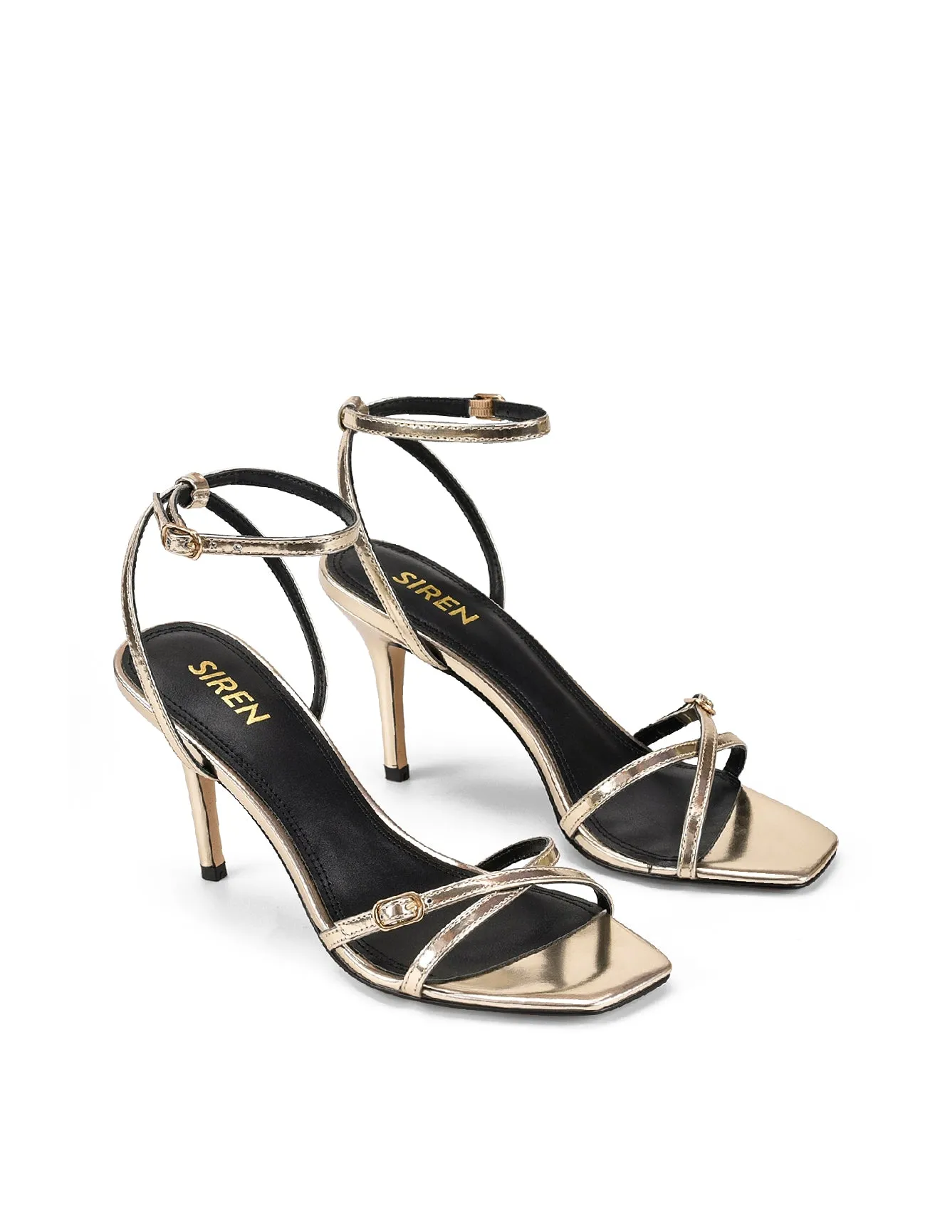 Niah Strappy Sandals - Gold Mirror Metallic Leather