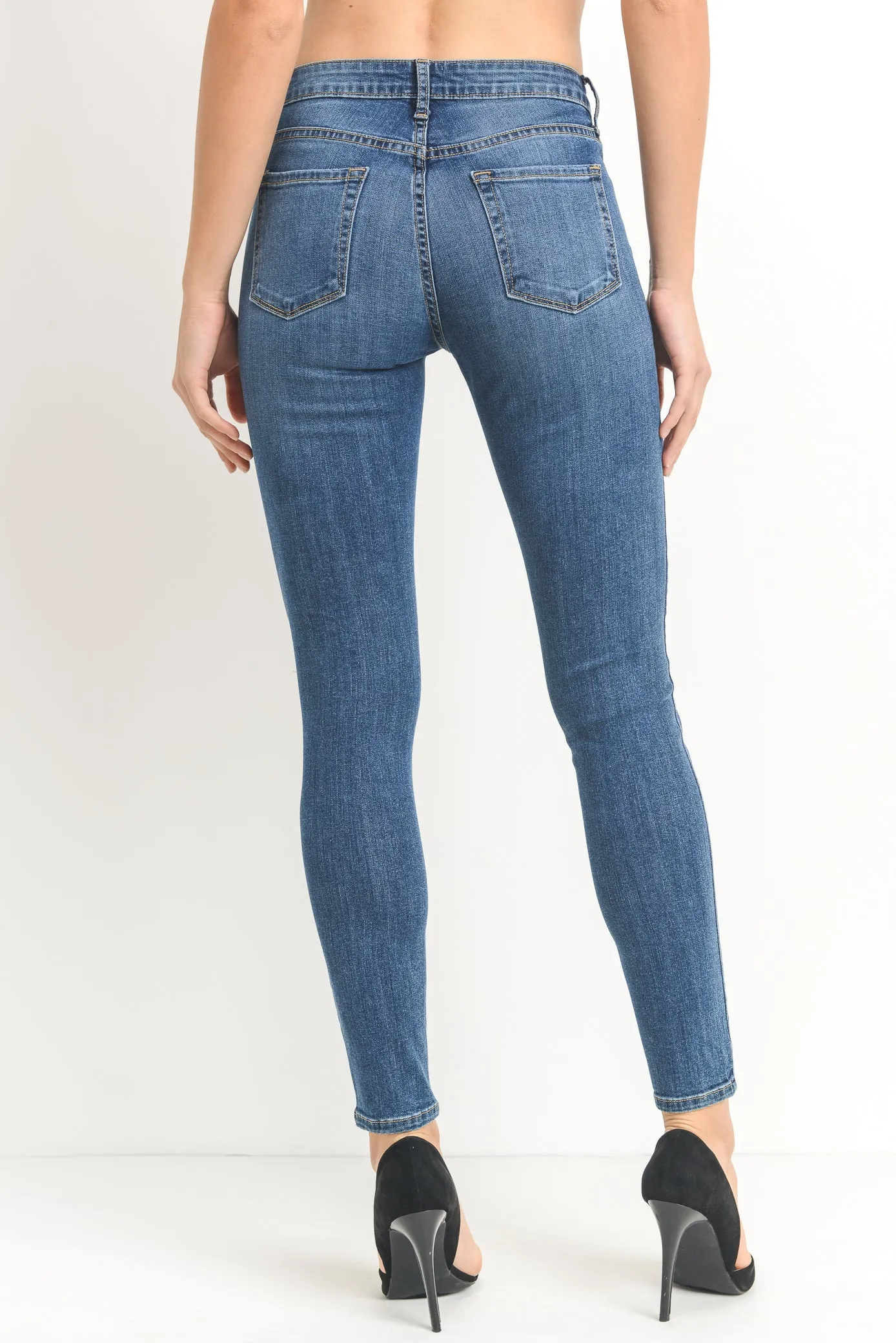 One Knee Distress Skinny Jeans