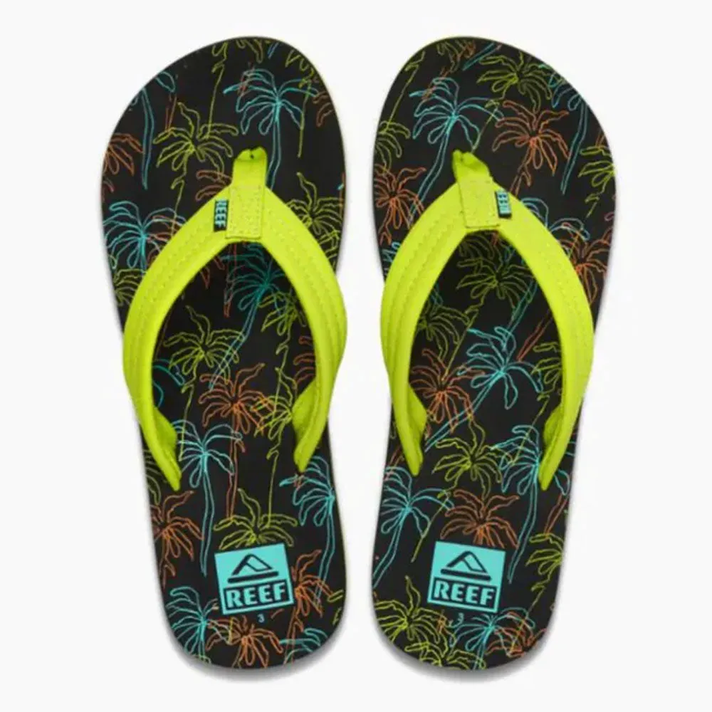 Reef Kids Ahi Flip Flops - Neon Palm