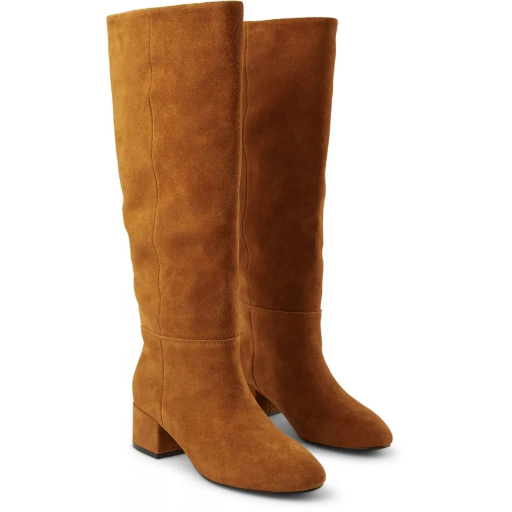Sophy Suede Knee High Boot - BROWN