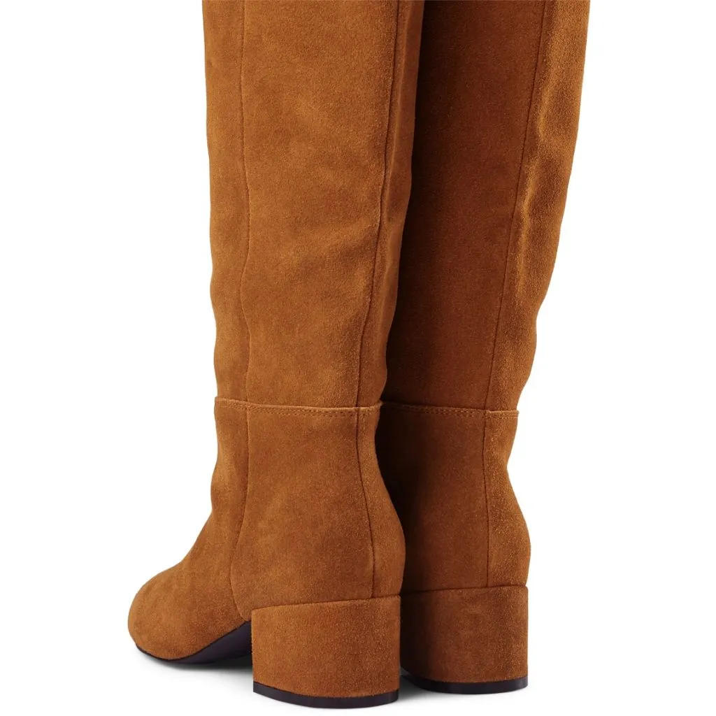 Sophy Suede Knee High Boot - BROWN