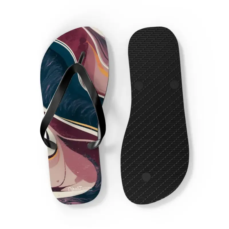 Stylish Maroon Marble Pattern Flip Flops