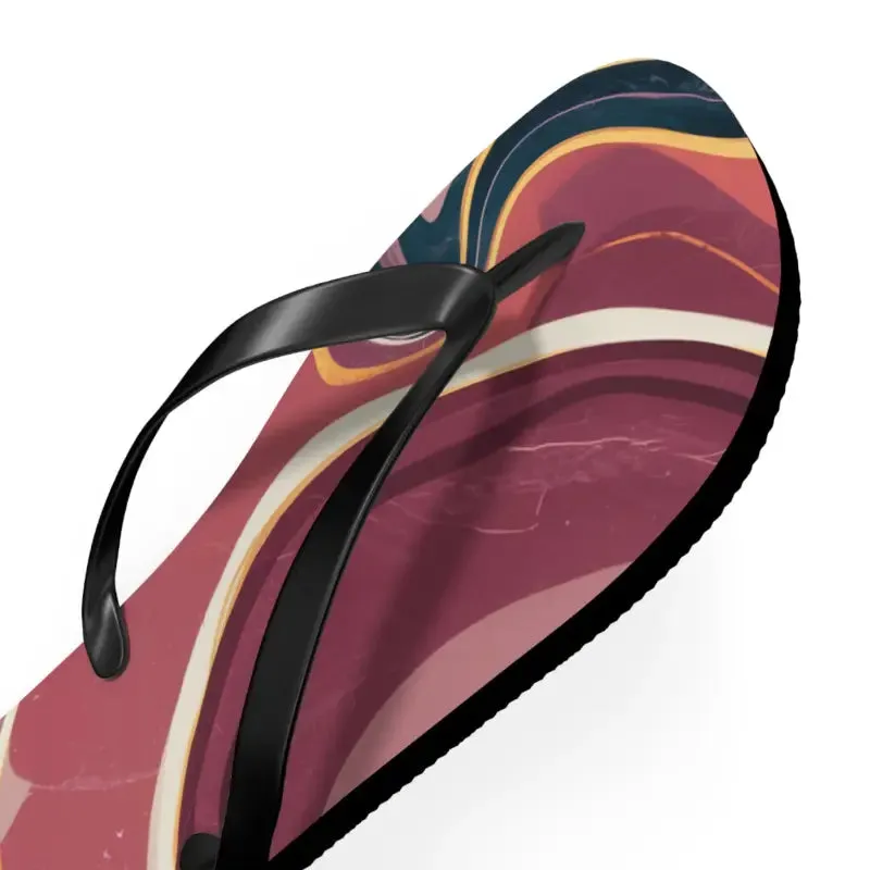 Stylish Maroon Marble Pattern Flip Flops