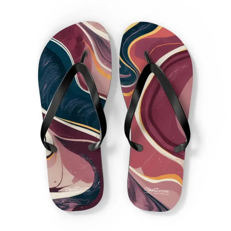 Stylish Maroon Marble Pattern Flip Flops