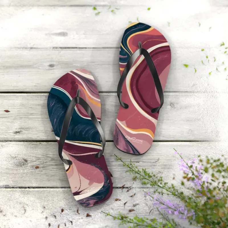 Stylish Maroon Marble Pattern Flip Flops