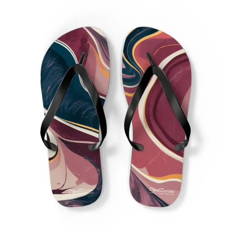Stylish Maroon Marble Pattern Flip Flops