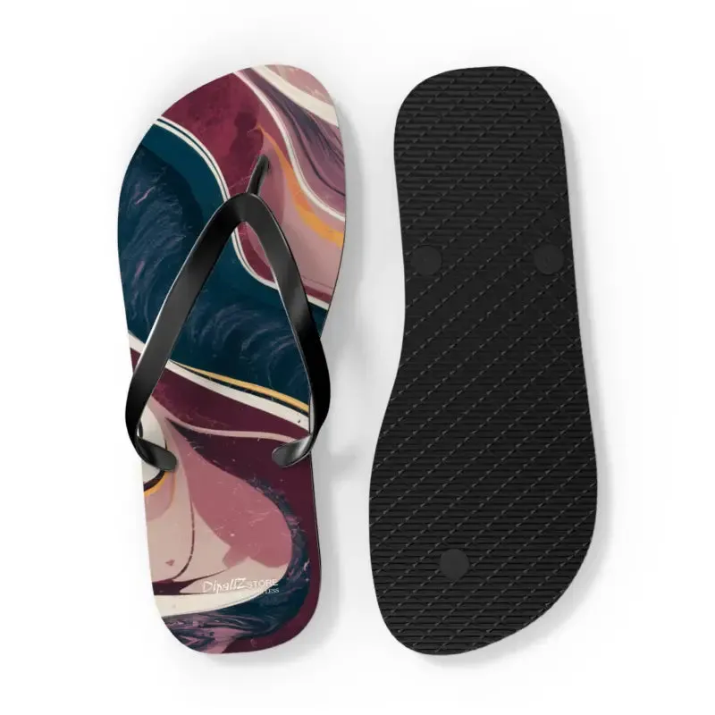Stylish Maroon Marble Pattern Flip Flops