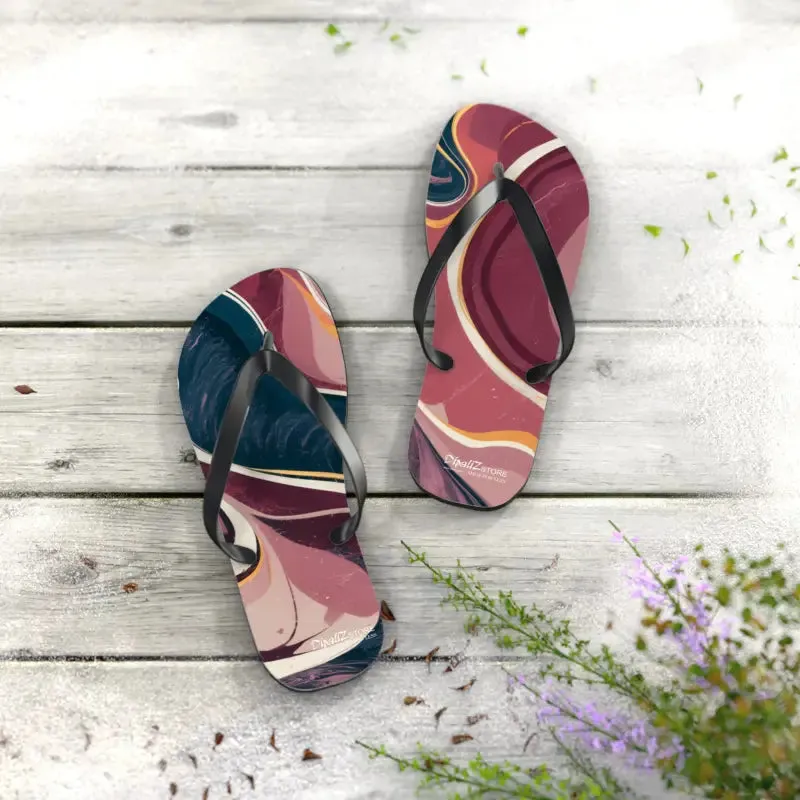 Stylish Maroon Marble Pattern Flip Flops