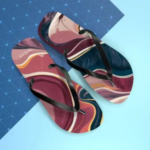 Stylish Maroon Marble Pattern Flip Flops