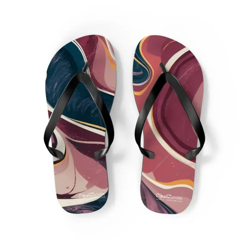 Stylish Maroon Marble Pattern Flip Flops