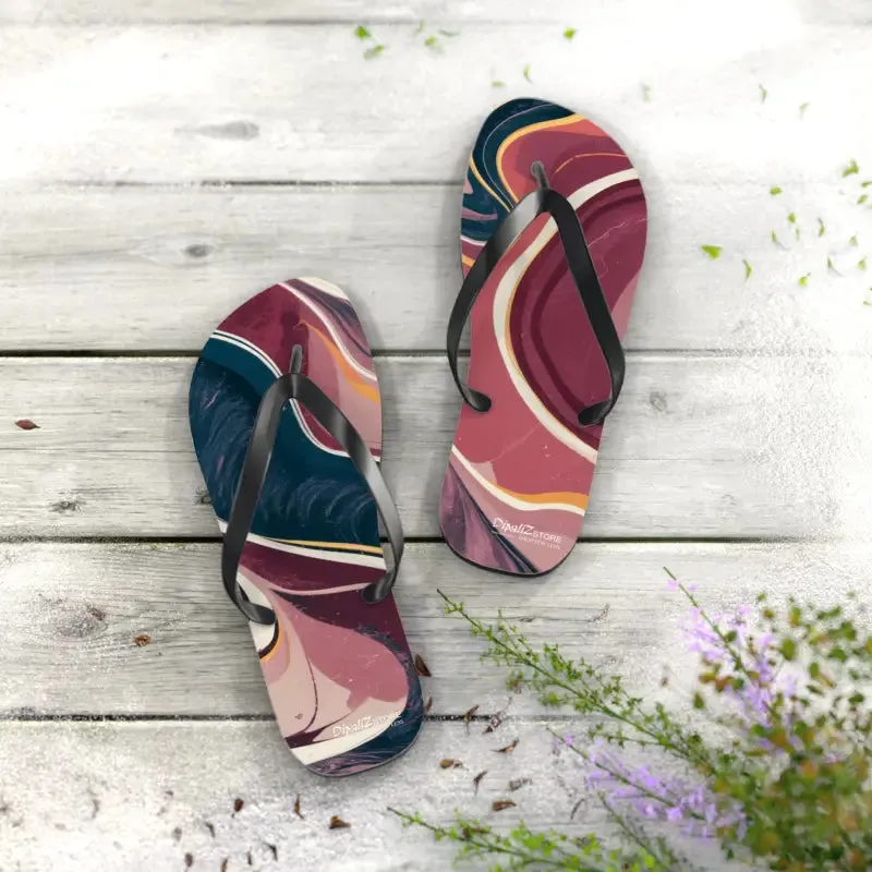 Stylish Maroon Marble Pattern Flip Flops