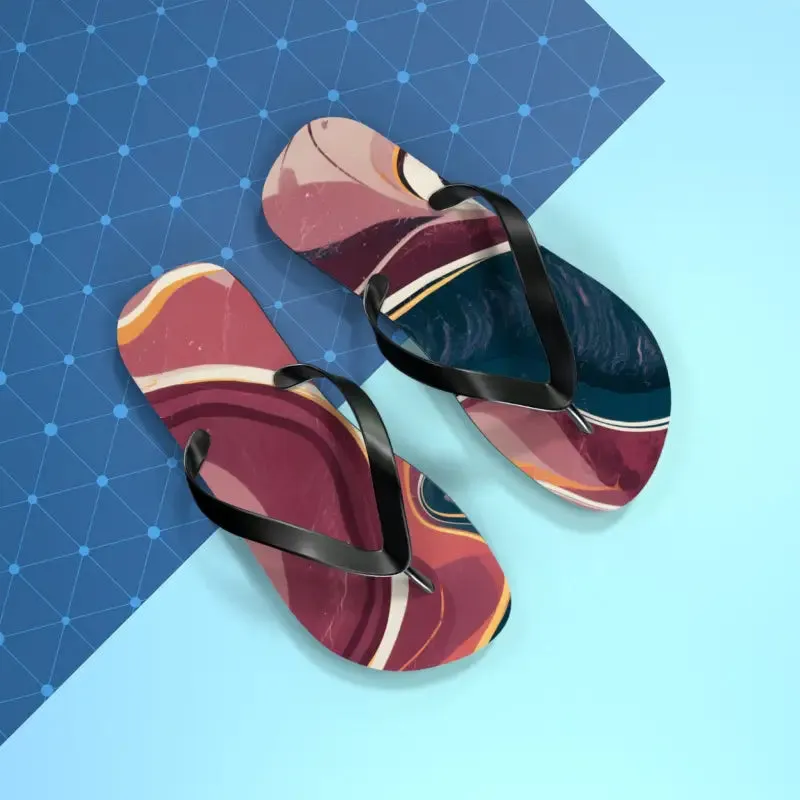 Stylish Maroon Marble Pattern Flip Flops