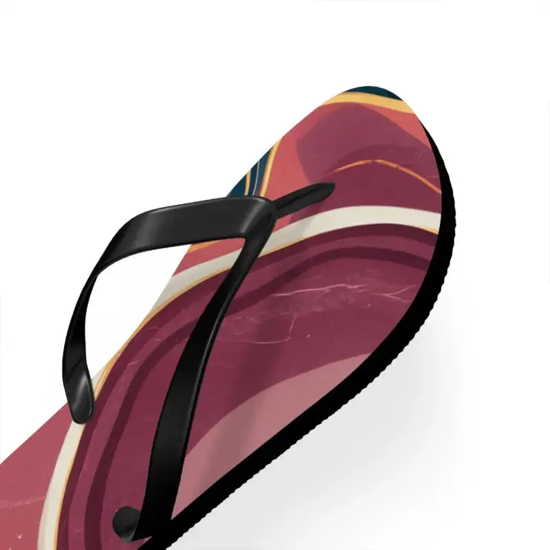 Stylish Maroon Marble Pattern Flip Flops