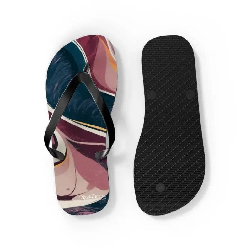 Stylish Maroon Marble Pattern Flip Flops