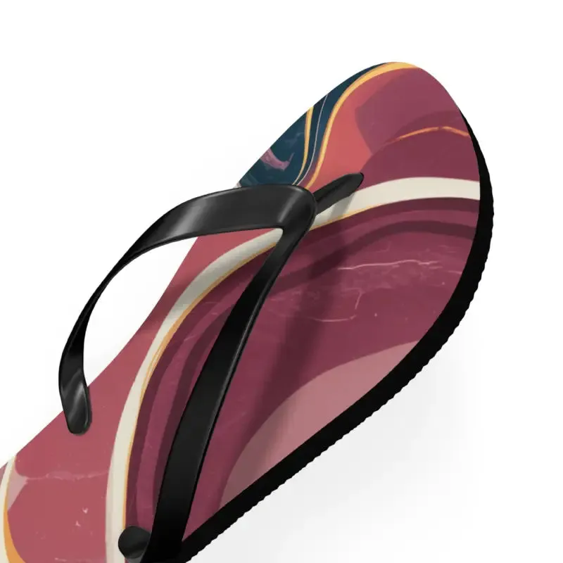Stylish Maroon Marble Pattern Flip Flops