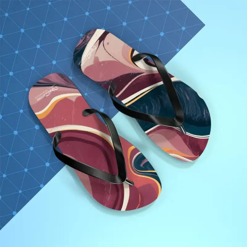 Stylish Maroon Marble Pattern Flip Flops