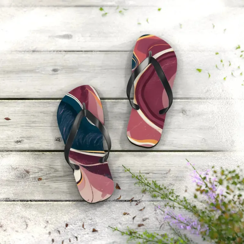 Stylish Maroon Marble Pattern Flip Flops