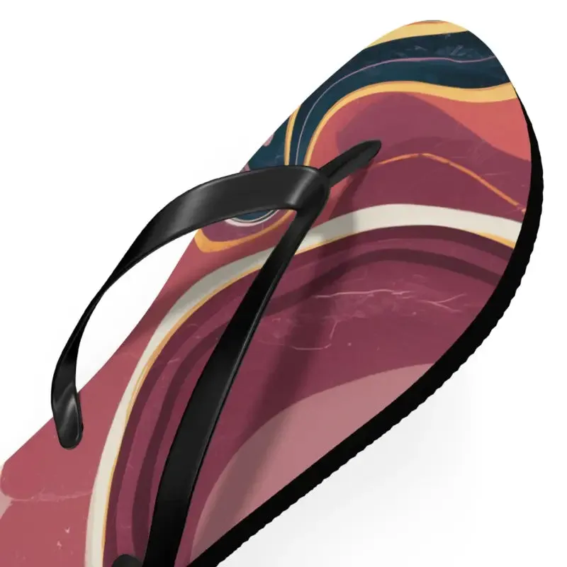 Stylish Maroon Marble Pattern Flip Flops