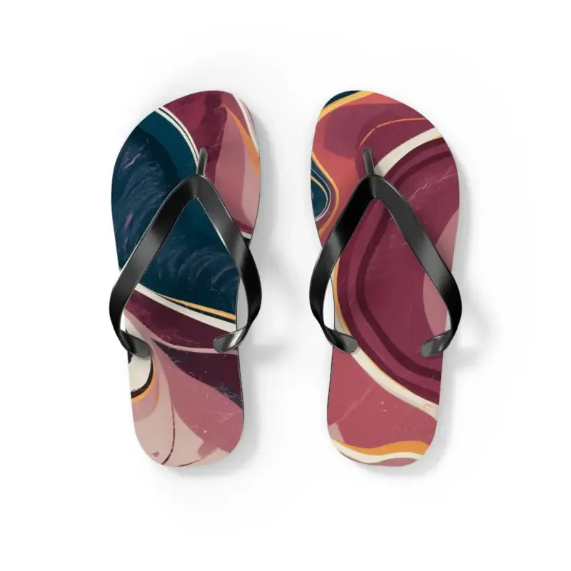 Stylish Maroon Marble Pattern Flip Flops