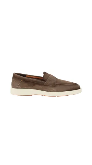 Suede Leather Loafers - Grey