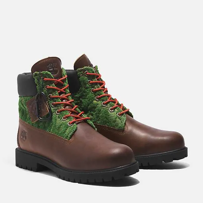 Timberland HERITAGE LACE  PREMIUM 6 IN WATERPROOF BOOT Men’s -MEDIUM BROWN FULL GREEN