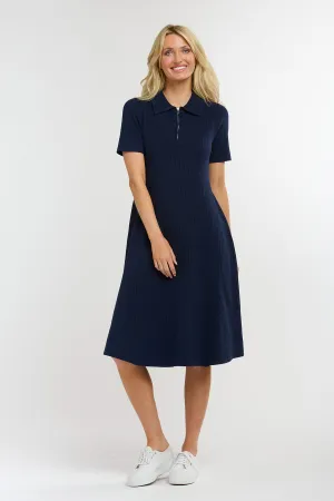 Trainer Rib Knit Dress Indigo