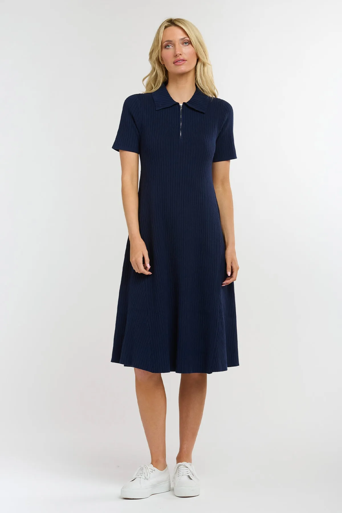 Trainer Rib Knit Dress Indigo