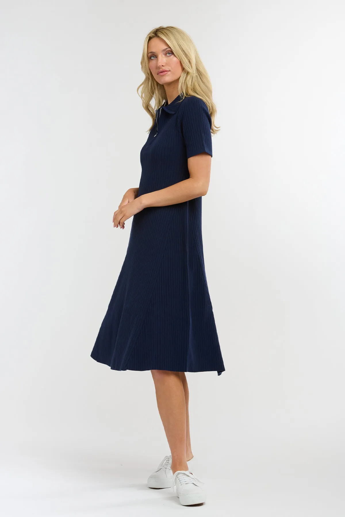 Trainer Rib Knit Dress Indigo