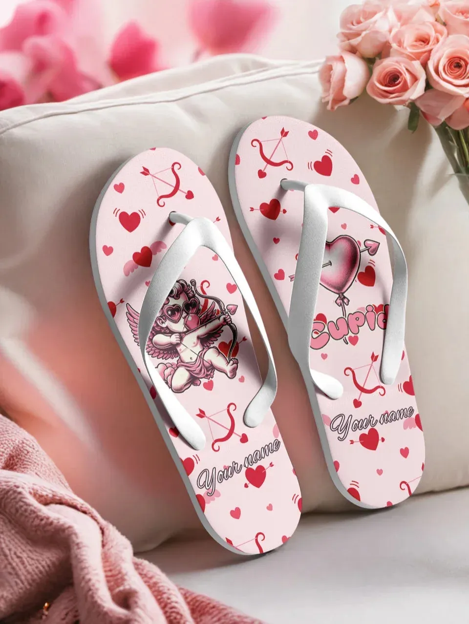 Unique Gift,Personalized Flip Flops, Custom Couple Slipper, Perfect Valentine Day Surprise
