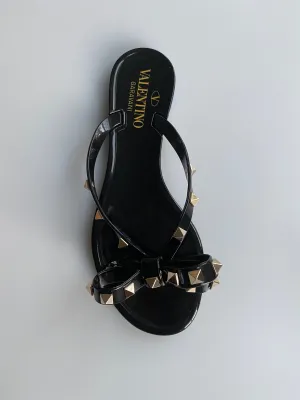 Valentino Black PVC Rockstud Flip Flops