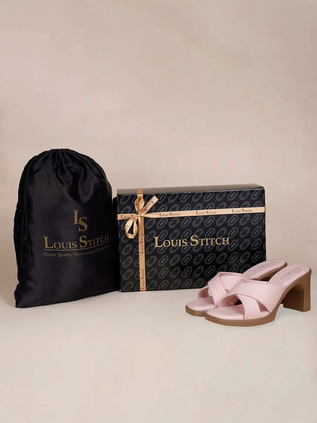 Women's Cross Strap Block Heel Pink Lightweight Sandals