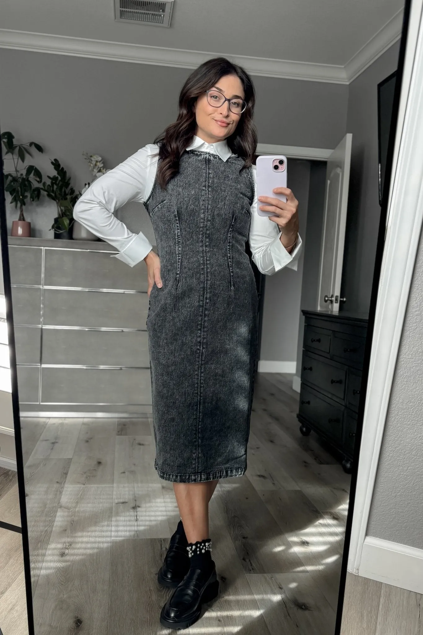 Women's Denim Midi Dress | Sage The Label | Black