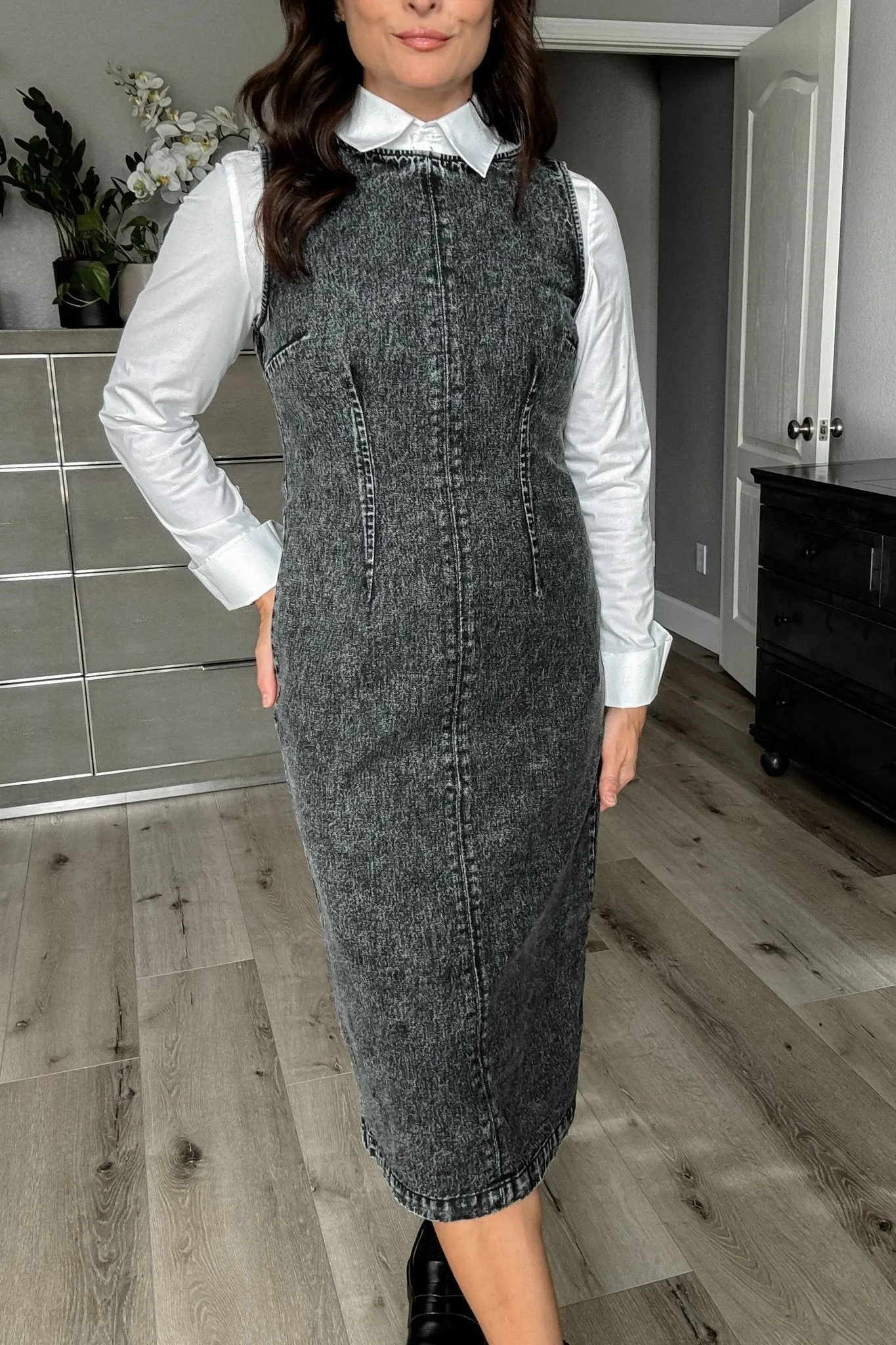 Women's Denim Midi Dress | Sage The Label | Black