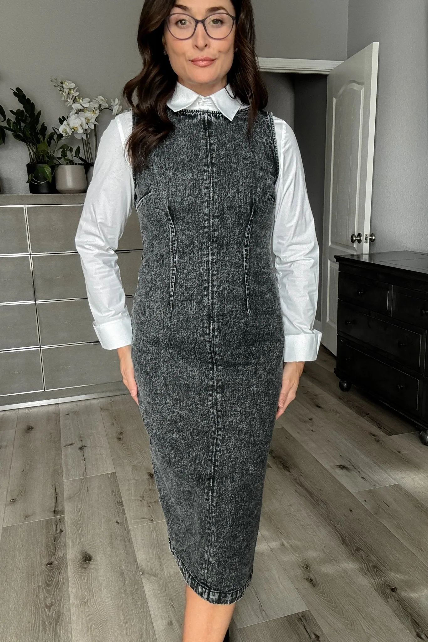 Women's Denim Midi Dress | Sage The Label | Black