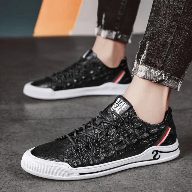 xiangtuibao Genuine Leather High Quality Men Shoes Casual Daily Trendy Sneakers Mens Black Comfortable Footwear Spring / Winter